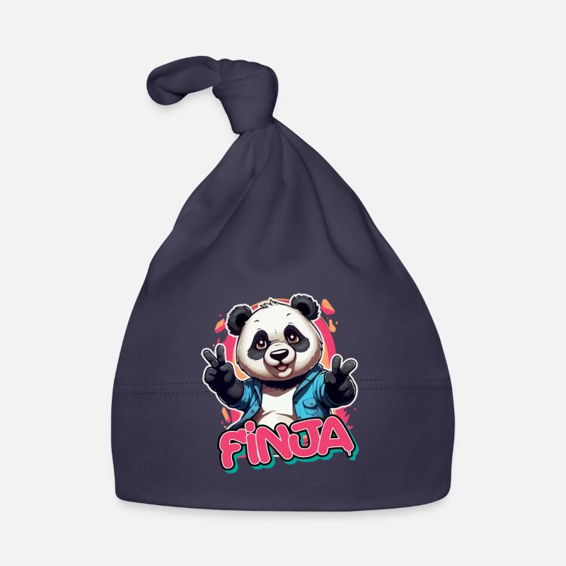 FINJA - Schöner Mädchen Name mit coolem Panda Baby Bio-Mütze