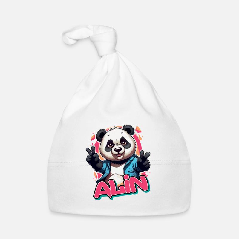 ALIN - Beau nom de fille avec Cool Panda Bonnet bio Bébé