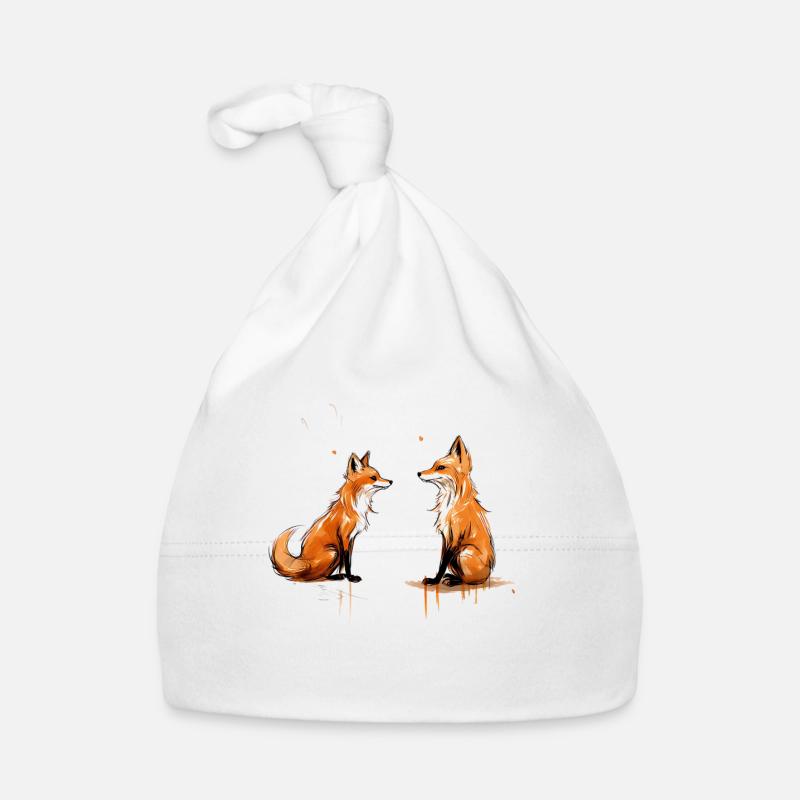 Forest Whispers Twin Fox Sketch Baby Bio-Mütze