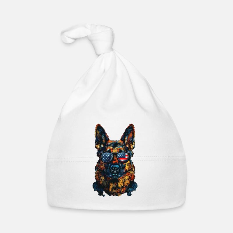 German Shepherd with American Sunglasses Baby Bio-Mütze