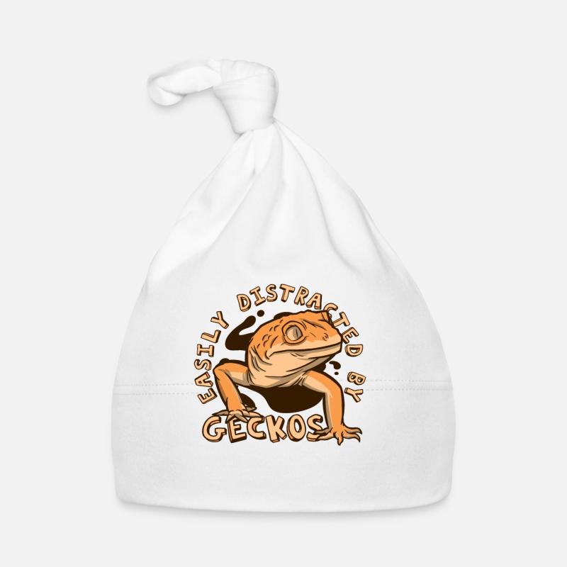 Easily Distracted By Geckos Crested Lizard Organic Baby Cap