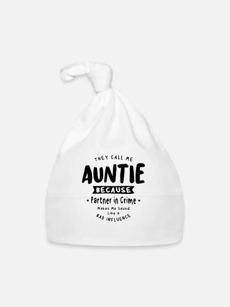 Auntie Because Partner in Crime - Mother's Day - Organic Baby Cap - white - Front