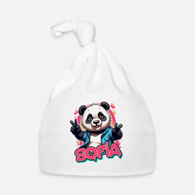 SOFIA - Schöner Mädchen Name mit coolem Panda Baby Bio-Mütze