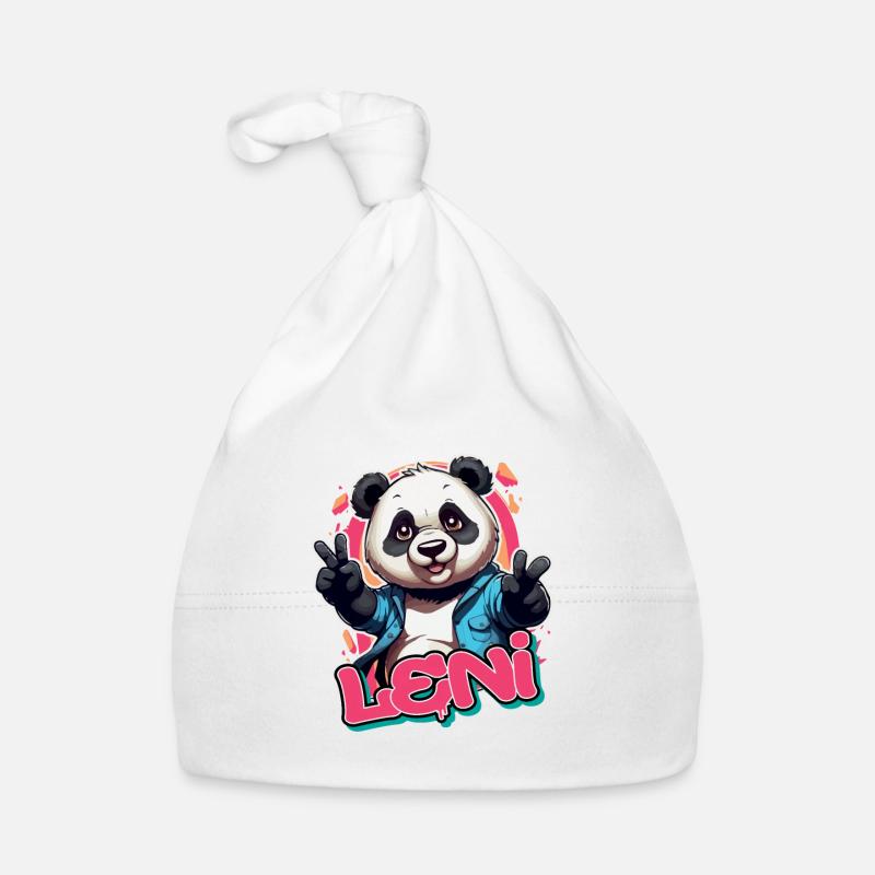 LENI - Beau nom de fille avec Cool Panda Bonnet bio Bébé