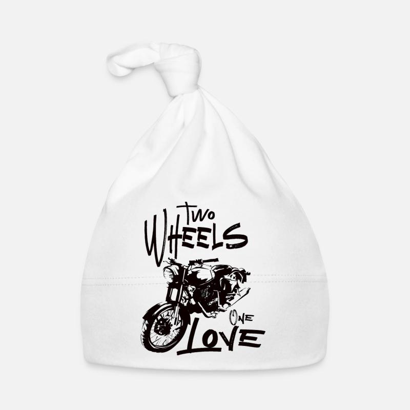 Two Wheels One Love Motorcycle Biker Motorcyclist Organic Baby Cap