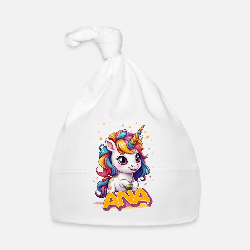 ANA - Schöner Mädchen Name mit süßem Einhorn Baby Bio-Mütze