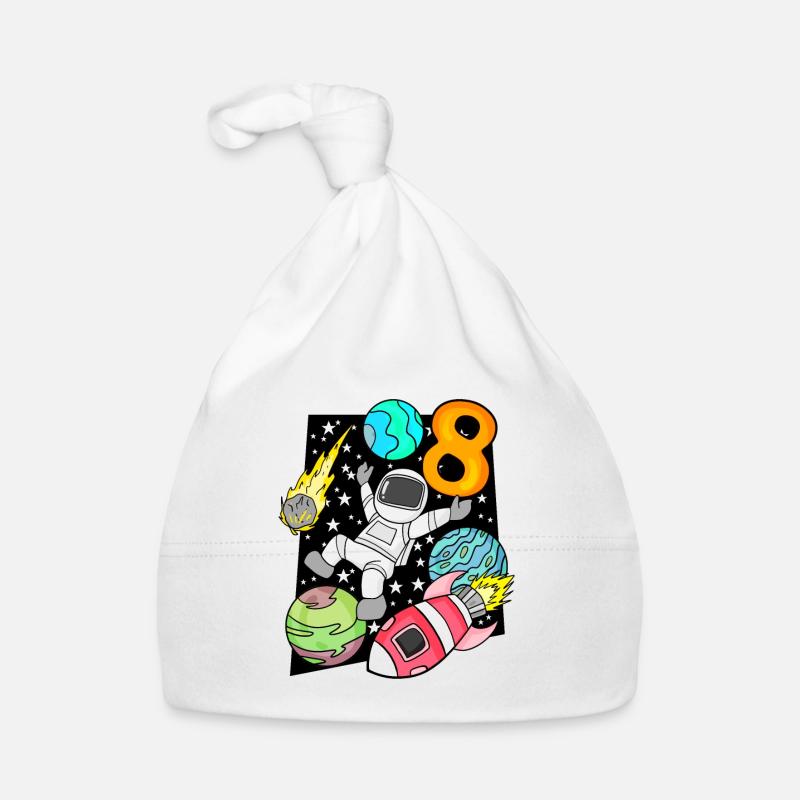 8 Birthday Boy Astronaut Rocket Organic Baby Cap