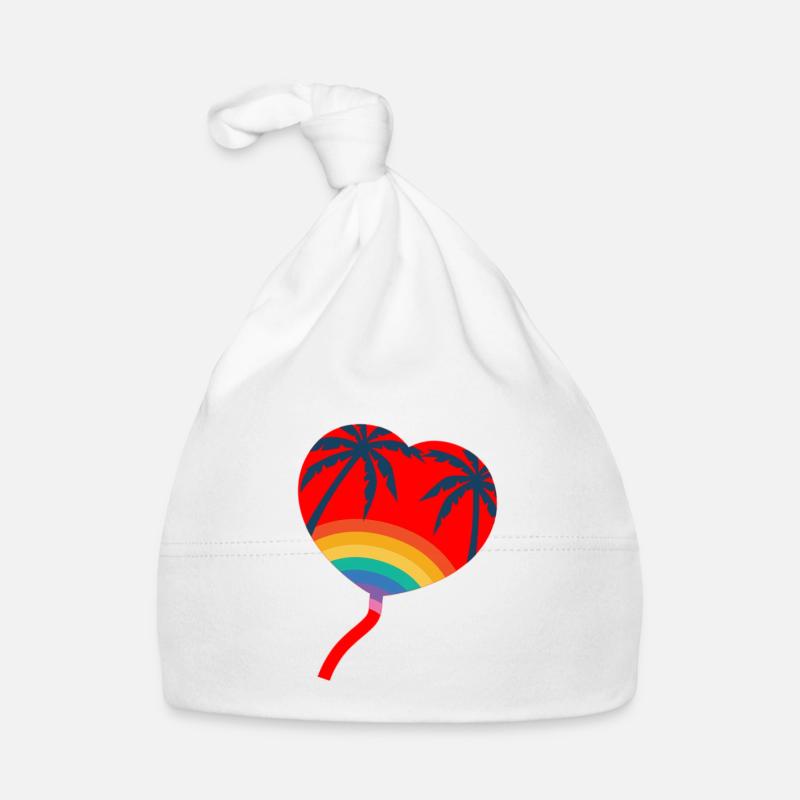Regenbogen Herz Luftballon. Bunt und hipster Baby Bio-Mütze
