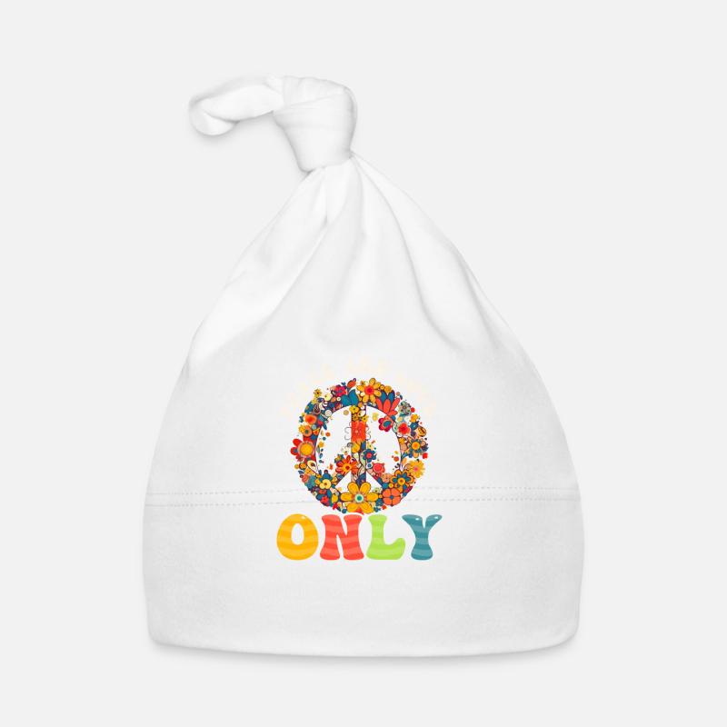 Floral Peace Symbol Love Only Organic Baby Cap