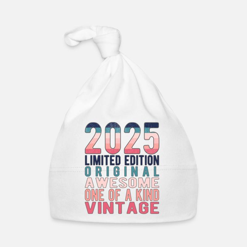 Edition limitée depuis 2025 Anniversaire Millésime 2025 - Bonnet bio Bébé - blanc