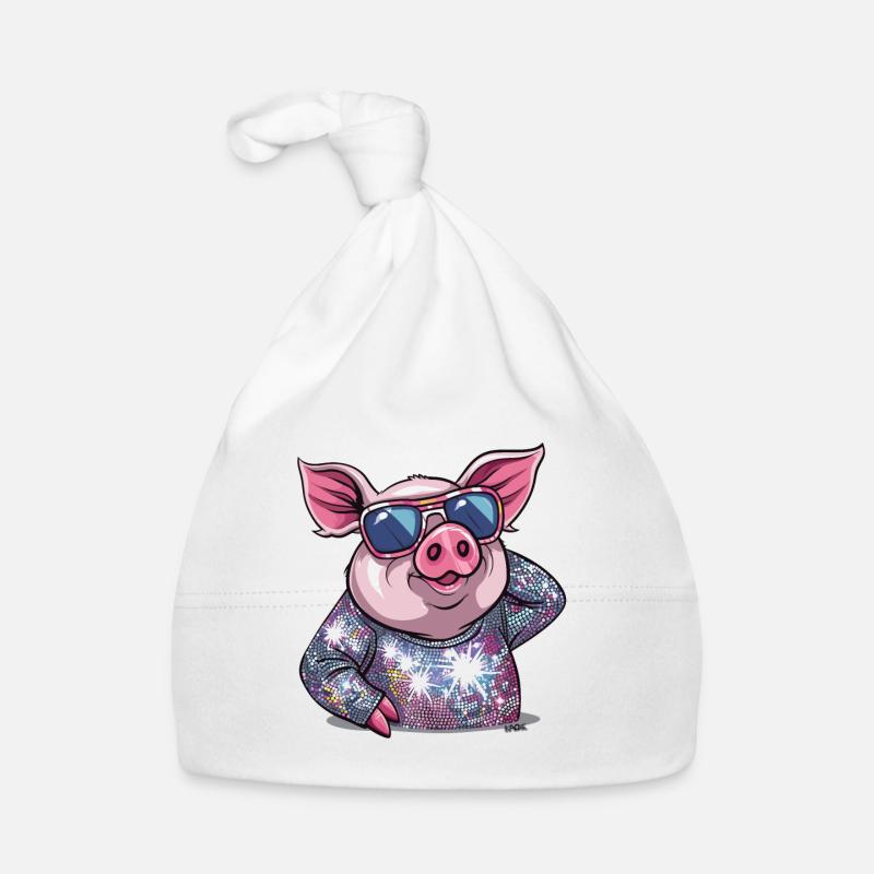 Glitzer Disco Tanz-Diva Schwein Baby Bio-Mütze