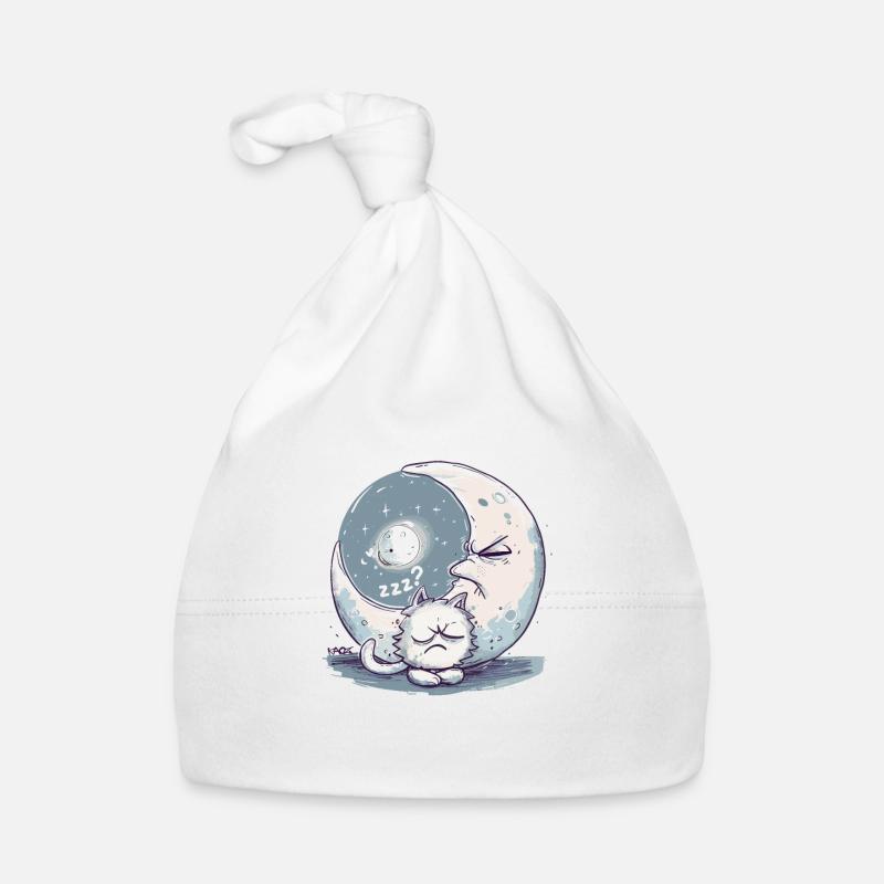 Sleeping uncomfortable cat and moon and sleep Organic Baby Cap