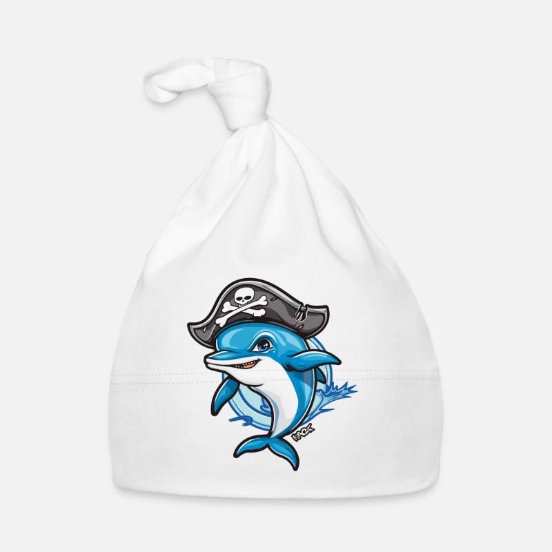 Pirate dauphin de dessin animé Bonnet bio Bébé