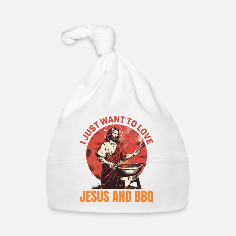 Je veux juste aimer Jésus et le barbecue 5 Bonnet bio Bébé
