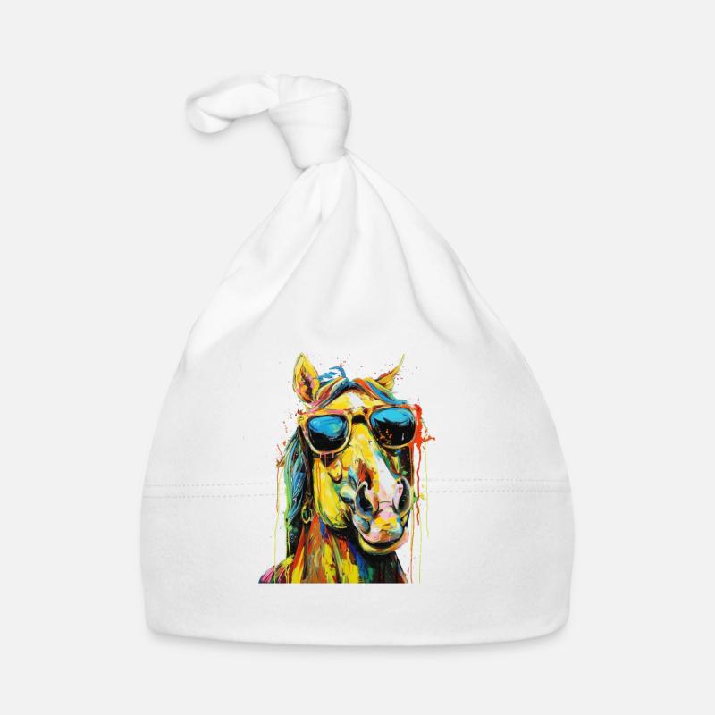 Cool Sunglasses Horse Covered In Rainbow Paint 2 Organic Baby Cap