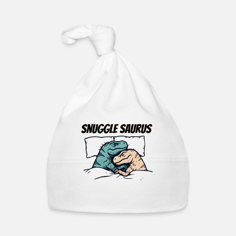 Drôle de dinosaure endormi câlin Saurus - Bonnet bio Bébé - blanc
