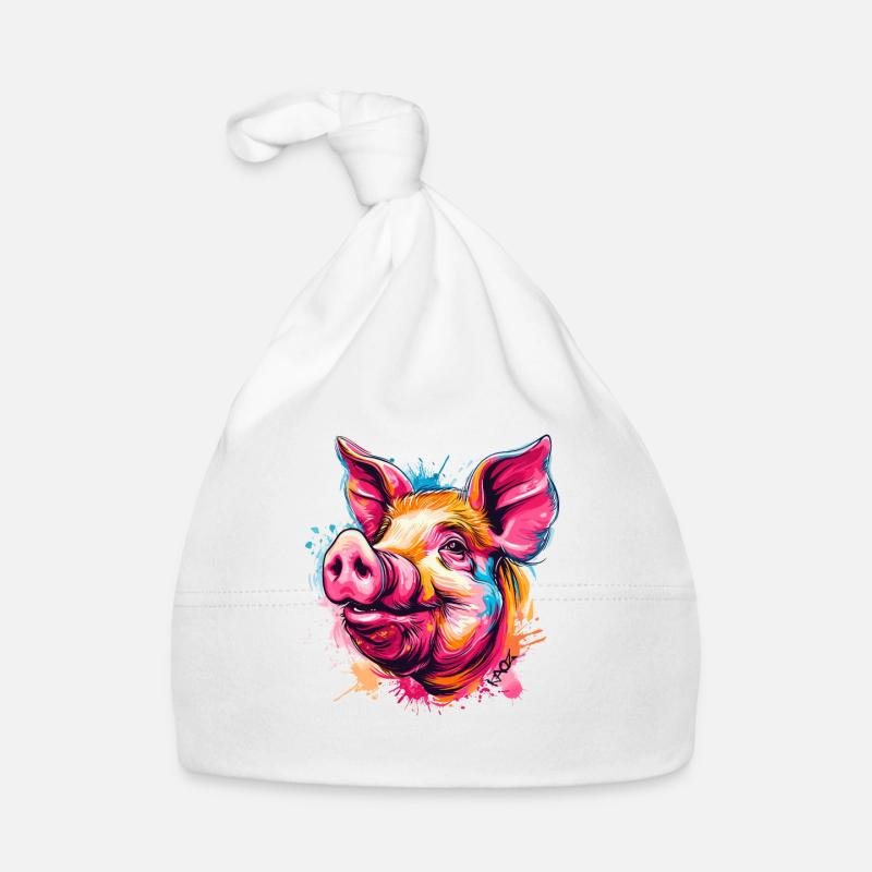 Buntes Farbspritzer Schwein Baby Bio-Mütze