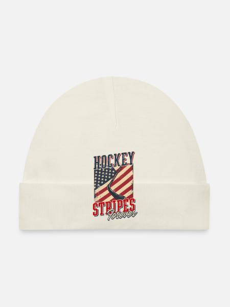4. Juli Hockey Hockey Streifen für immer - Baby Bio-Mütze - Weiß - Vorne