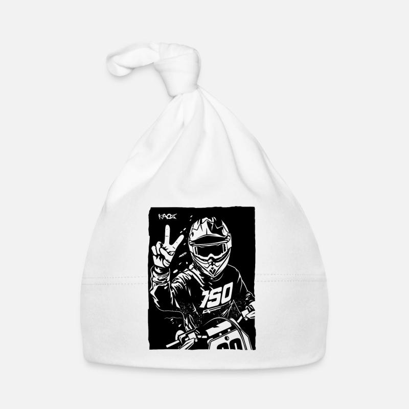 Motards avec signe de paix pour le motocross - Bonnet bio Bébé - blanc