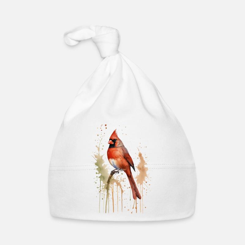 Nördlicher Kardinal Aquarell - Lebendiger Vogel Baby Bio-Mütze