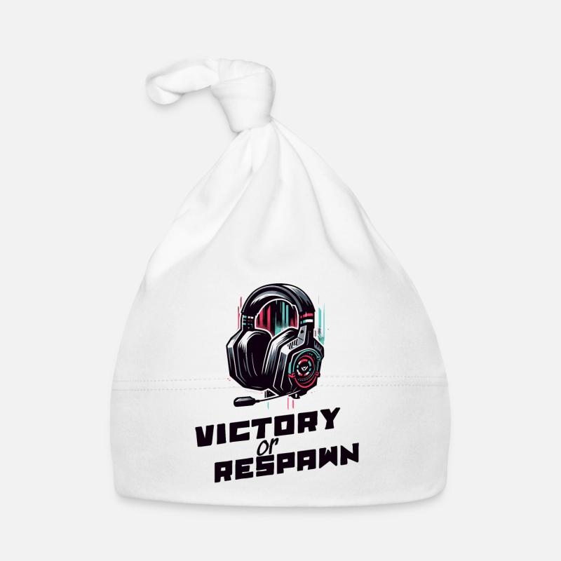 Victory or Respawn Gaming Sprüche Shirt Baby Bio-Mütze