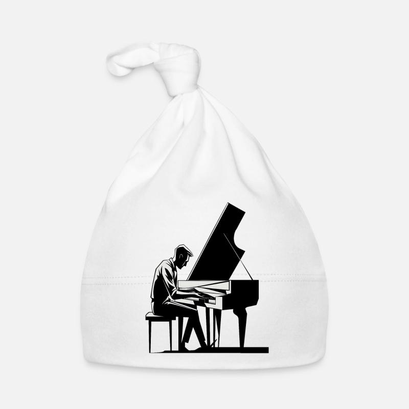 pianist playing a piano Organic Baby Cap