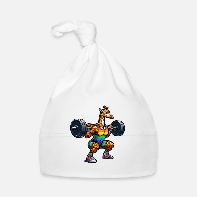 Cool Giraffe Squatting In The Gym 2 Baby Bio-Mütze
