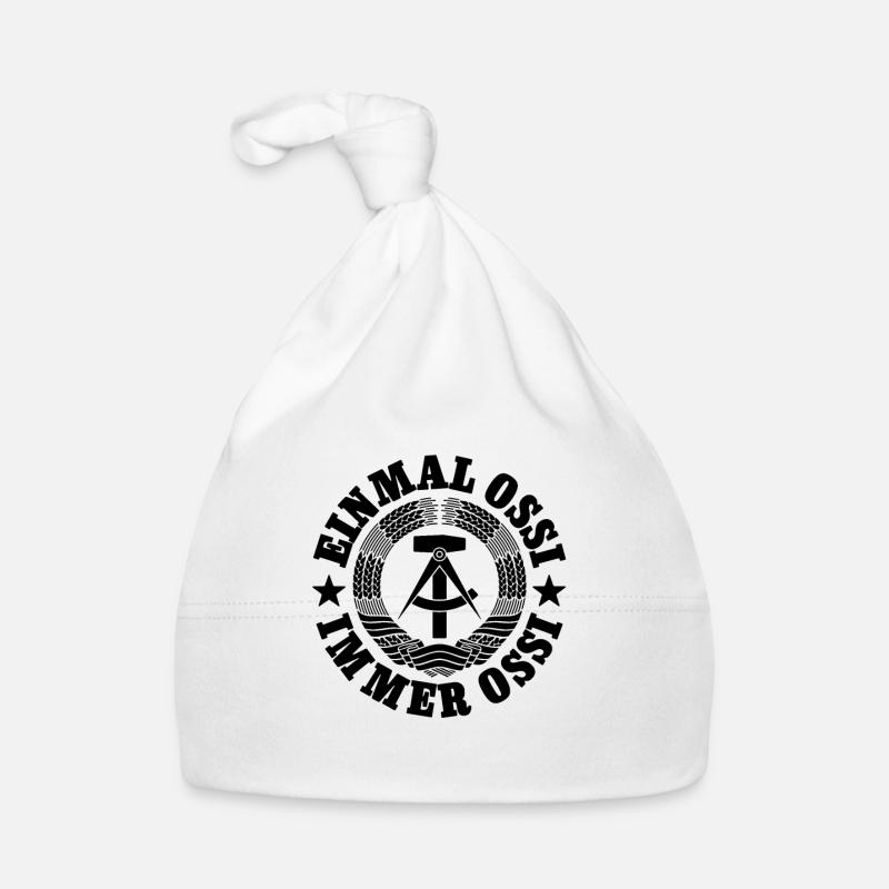 DDR Wappen, Einmal Ossi, Immer Ossi, Spruch Baby Bio-Mütze