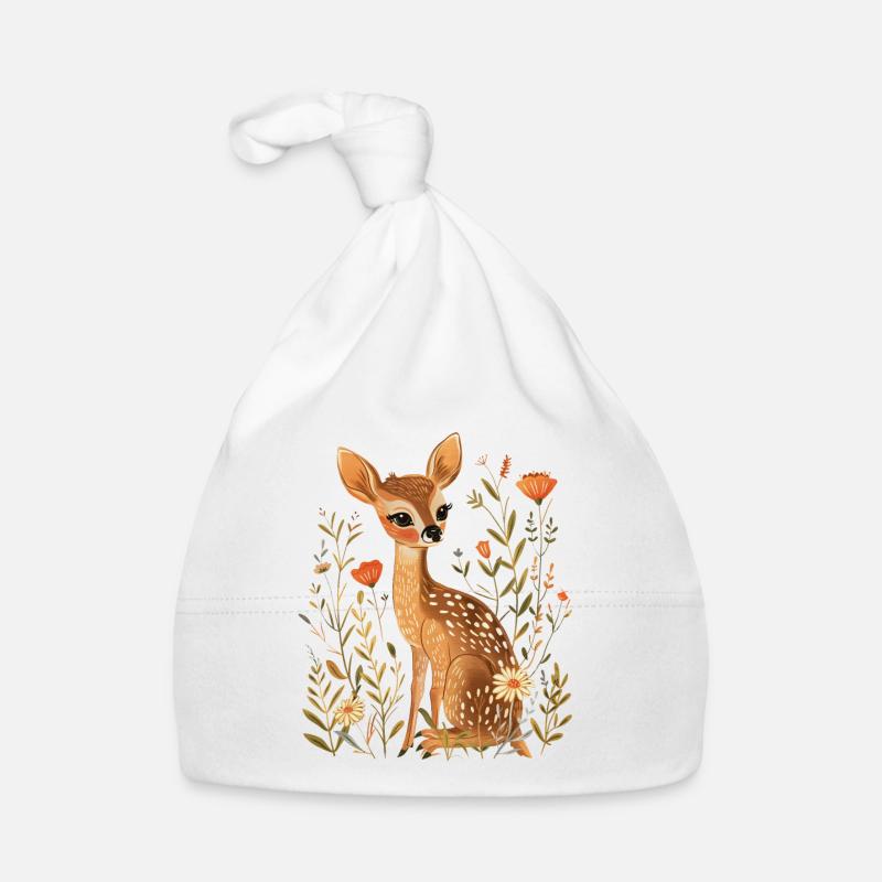 Fleurs Cerf - Bonnet bio Bébé - blanc