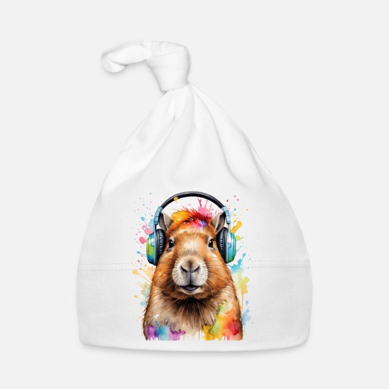 Capybara Kopfhörer Capy Bunt Tier Design Print Baby Bio-Mütze