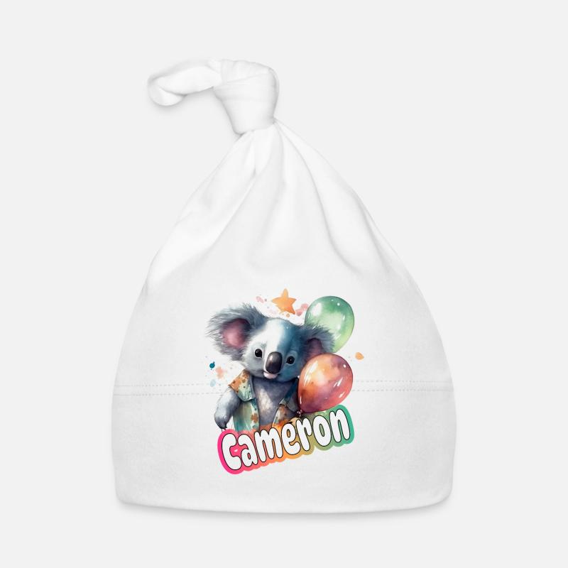 CAMERON - Beau prénom de garçon avec mignon PANDA Bonnet bio Bébé
