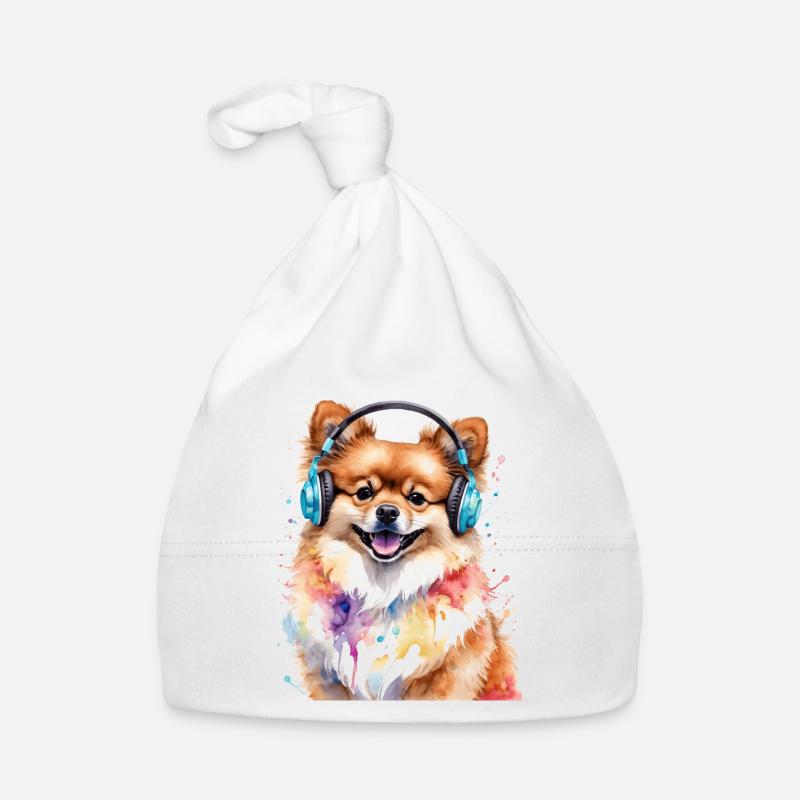 Pomeranian Zwergspitz Kopfhörer Hund Print Baby Bio-Mütze