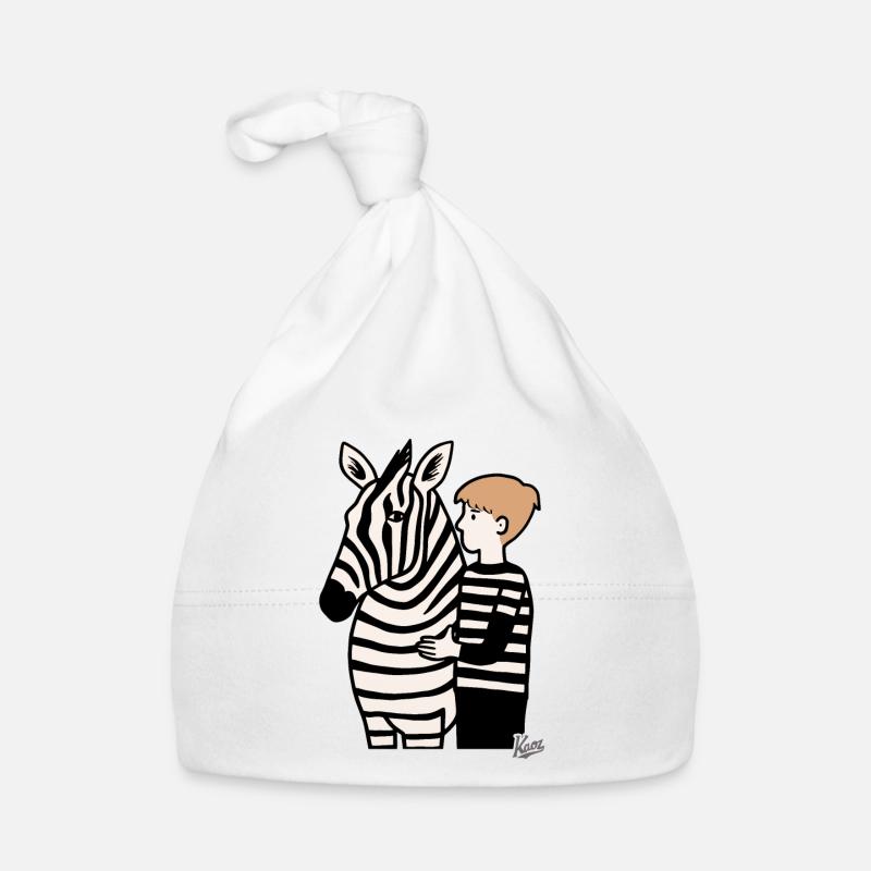 Junge mit Zebra Baby Bio-Mütze