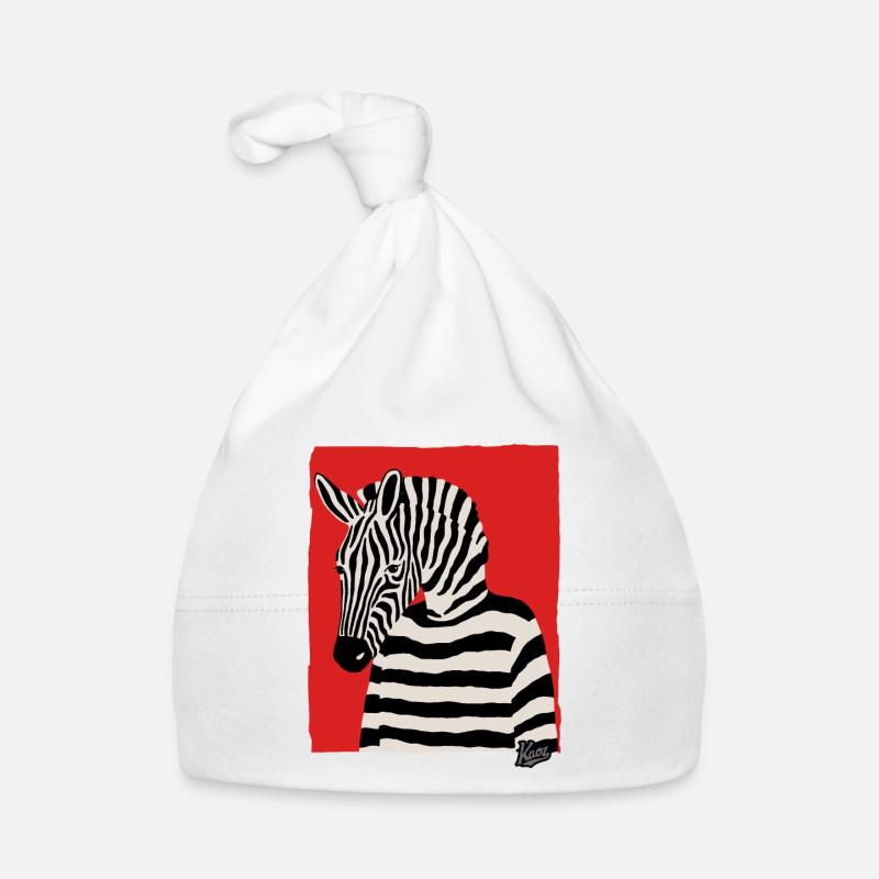 Cartoon Comic Kunst eines Zebra mit Pullover - Baby Bio-Mütze - Weiß
