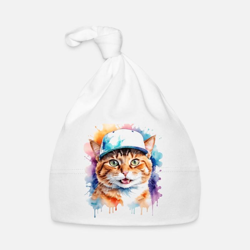 Katze Snapback Cap Bunt Lustig Tier Design Print Baby Bio-Mütze