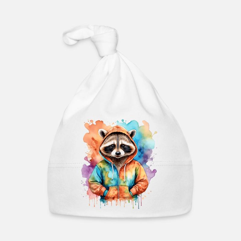 Sweat à capuche raton laveur coloré imprimé de conception d’animaux drôles Bonnet bio Bébé