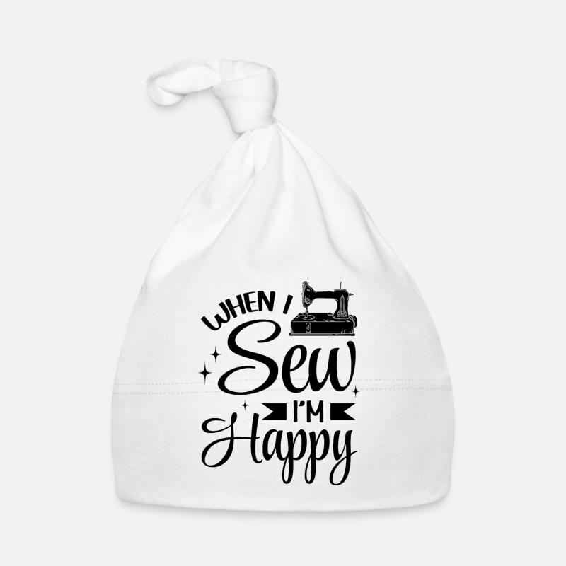 When I sew I'm happy - Sewing Machine Sewing Lover Baby Bio-Mütze