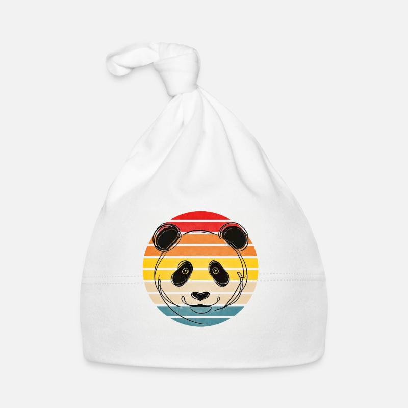 Vintage Sunset Panda Rétro Bonnet bio Bébé