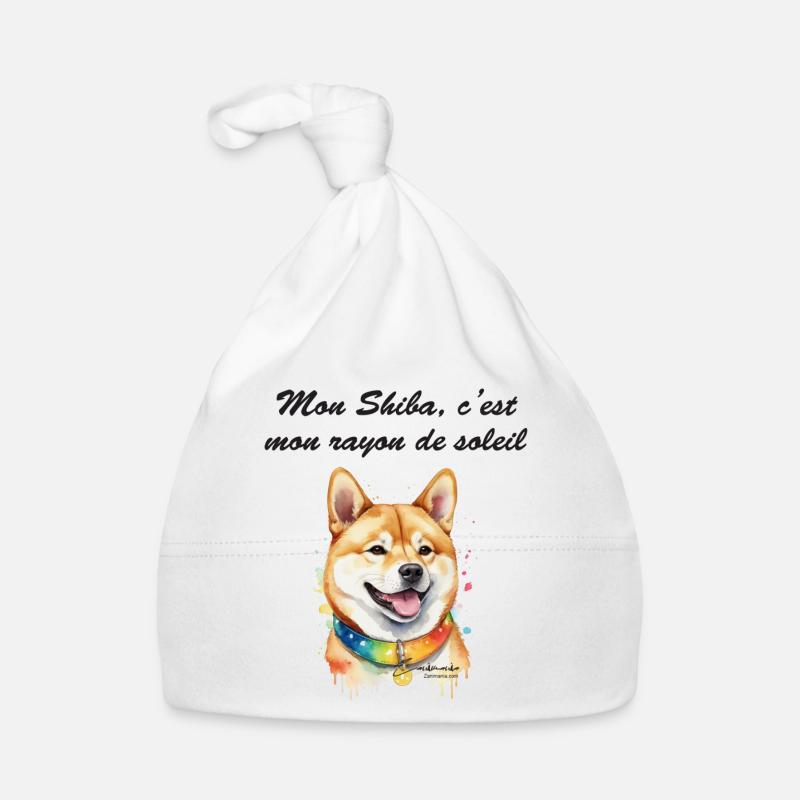 Shiba rayon de soleil - Bonnet bio Bébé - blanc