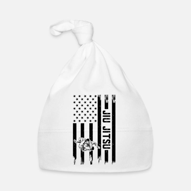 Jiu Jitsu Drapeau américain Combattant brésilien de Jiu Jitsu Bonnet bio Bébé