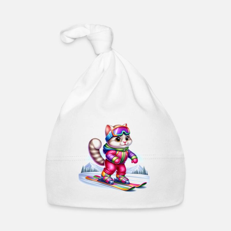 Chat skieur mignon Bonnet bio Bébé