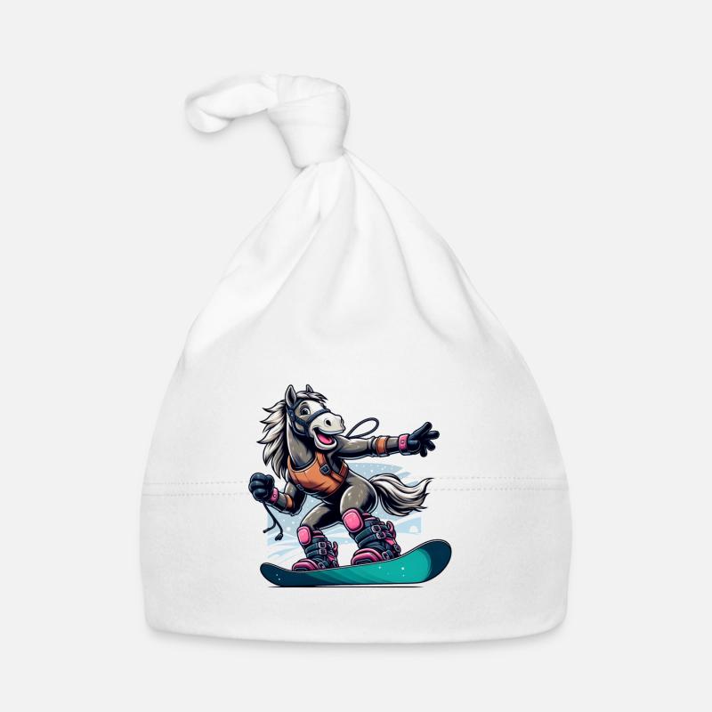 Cheval snowboarder mignon Bonnet bio Bébé