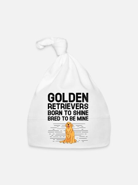Golden Retriever Born To Shine Gezüchtet, um Mine zu sein GR - Baby Bio-Mütze - Weiß - Vorne