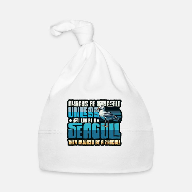 Toujours Être Une Mouette - Drôles de Mouettes - Bonnet bio Bébé - blanc