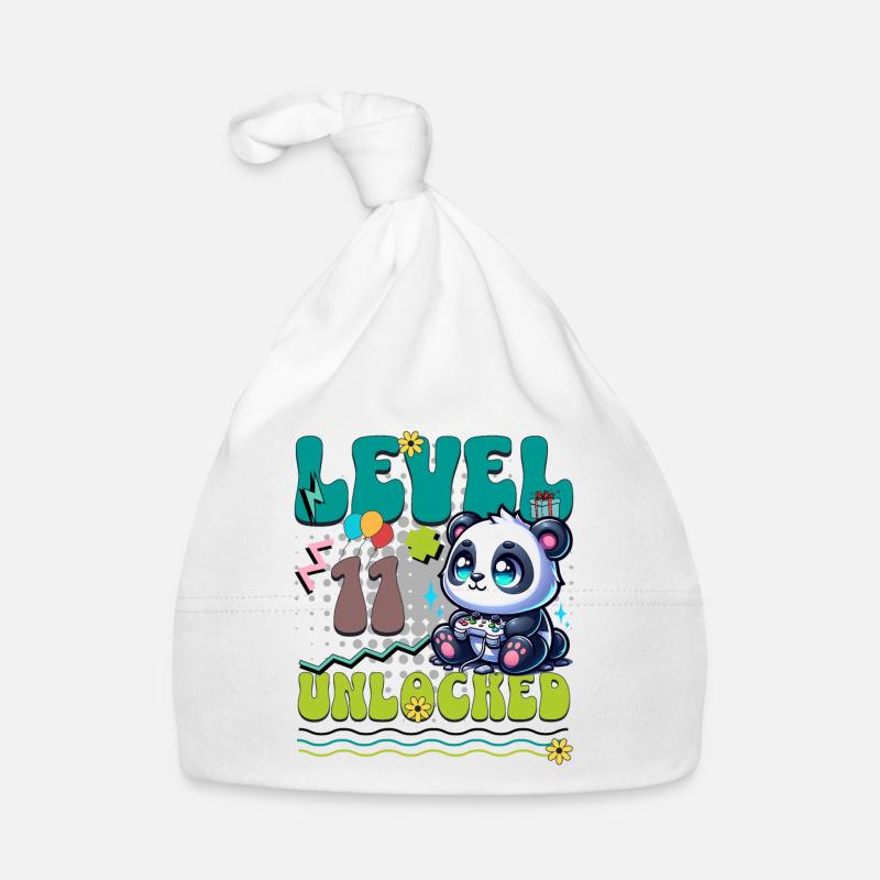 11th Birthday Level Unlocked Gaming Panda Organic Baby Cap