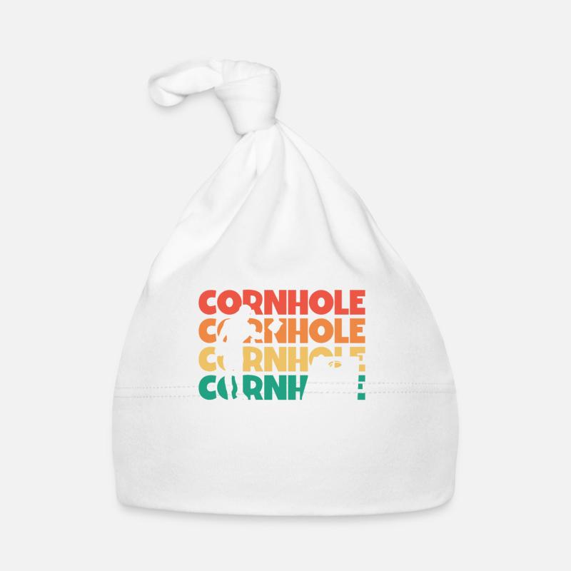 Cornhole Retro Text Spiel Bretter Sitzsack Cornhole - Baby Bio-Mütze - Weiß