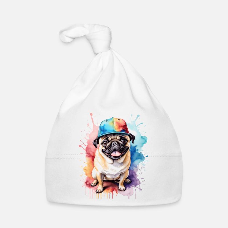 Carlin Snapback Cap Chien Coloré Drôle Design Imprimer Bonnet bio Bébé