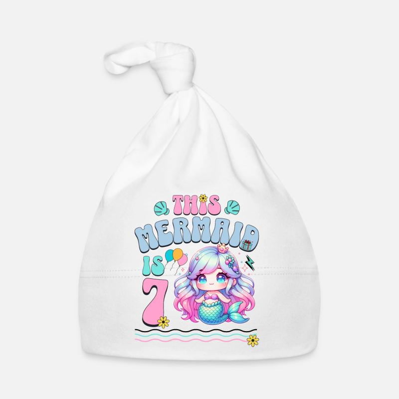Meerjungfrau 7. Geburtstag Mädchen Kinder Baby Bio-Mütze