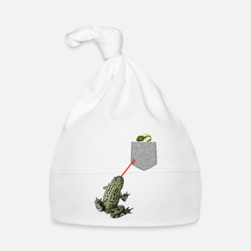 Langue de grenouille atteignant le têtard dans votre poche Bonnet bio Bébé