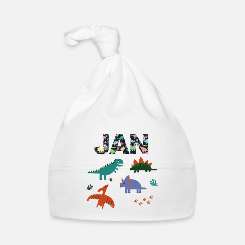 JAN - Beau prénom de garçon avec dinosaure Bonnet bio Bébé
